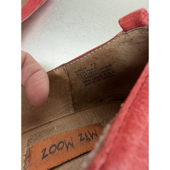 Miz Mooz Pointed Tor Flats Womens Red Leather Slip On Shoes Distressed Size 7.5 - Picture 5 of 6